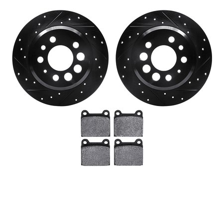 DYNAMIC FRICTION CO 8602-27006, Rotors-Drilled and Slotted-Black with 5000 Euro Ceramic Brake Pads, Zinc Coated 8602-27006